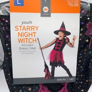 ** FREE W/PURCHASE ‎ Girls STARRY WITCH Dress-Up Costume Large 10+ age